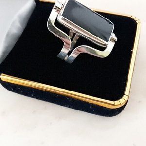 Ring Silver 950 Adjustable Ring with natural stones 2 colors reversible new